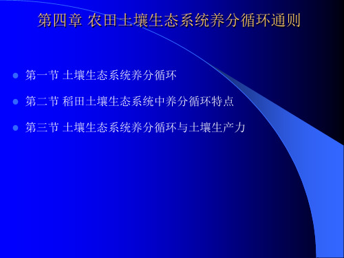 土壤生态学课件 第四章 农田土壤生态系统养分循环通则