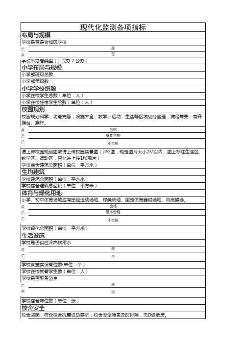 现代化各项指标项目