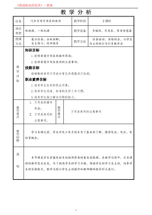 汽车专用万用表的使用