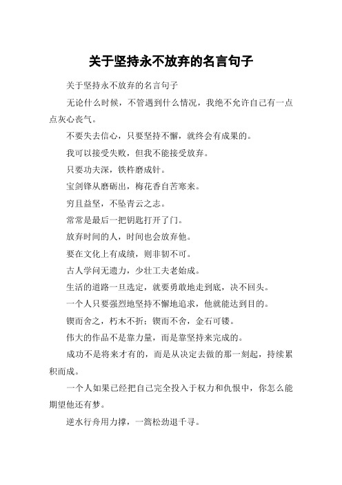 关于坚持永不放弃的名言句子