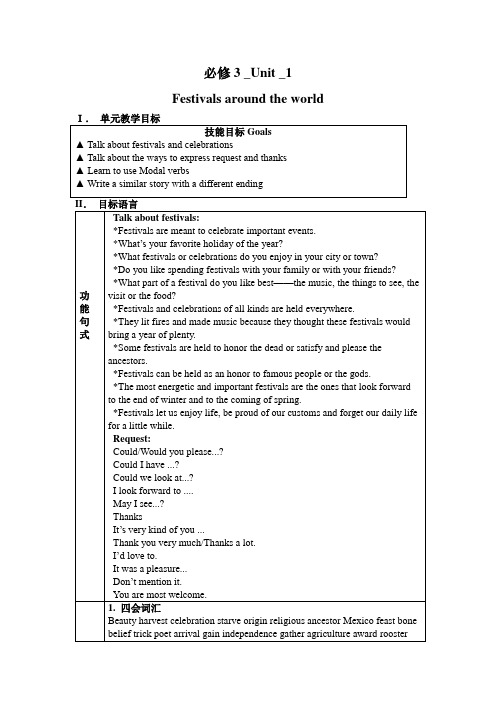 高一英语_必修三_Unit_1_Festivals_around_the_world教案