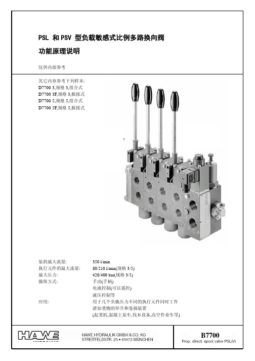 德国哈威PSL和PSV型负载敏感式比例多路换向阀