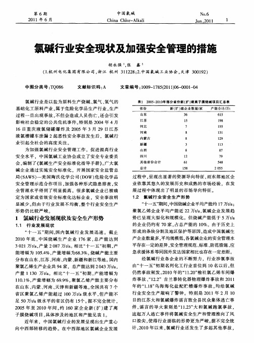 氯碱行业安全现状及加强安全管理的措施