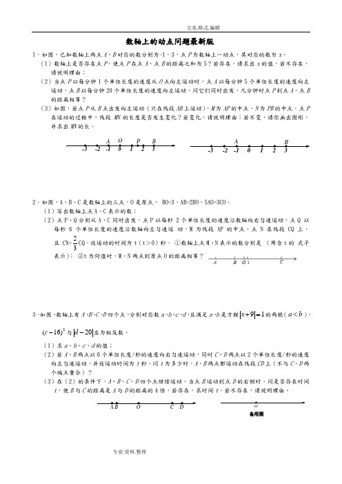 七年级上数轴上的动点问题[最新最全版]