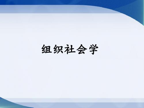 组织社会学全