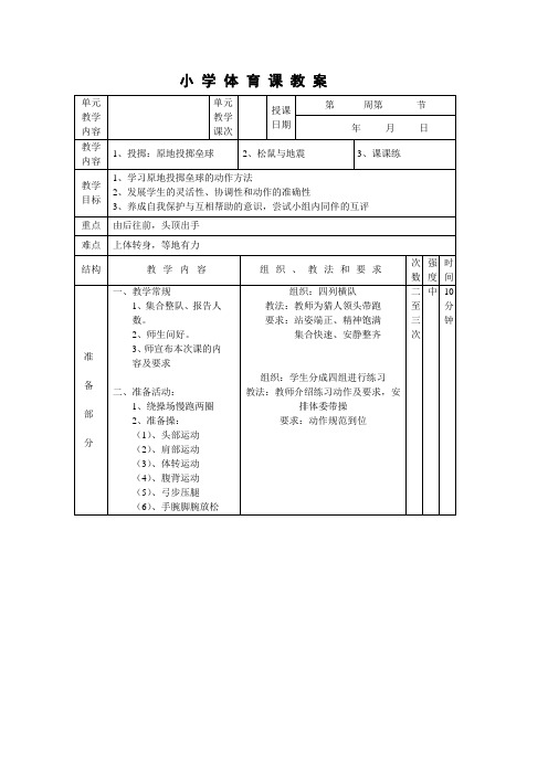 人教版小学体育水平二投掷垒球教学设计