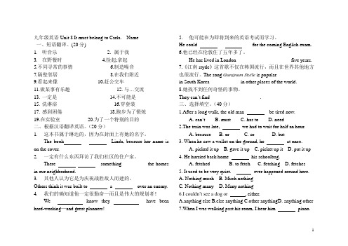 人教版新目标英语九年级(全一册)Unit 8《It must belong to Carla》单元检测题