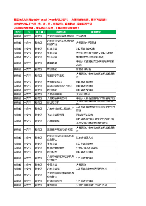 2020新版安徽省六安市裕安区农机工商企业公司商家名录名单联系电话号码地址大全41家