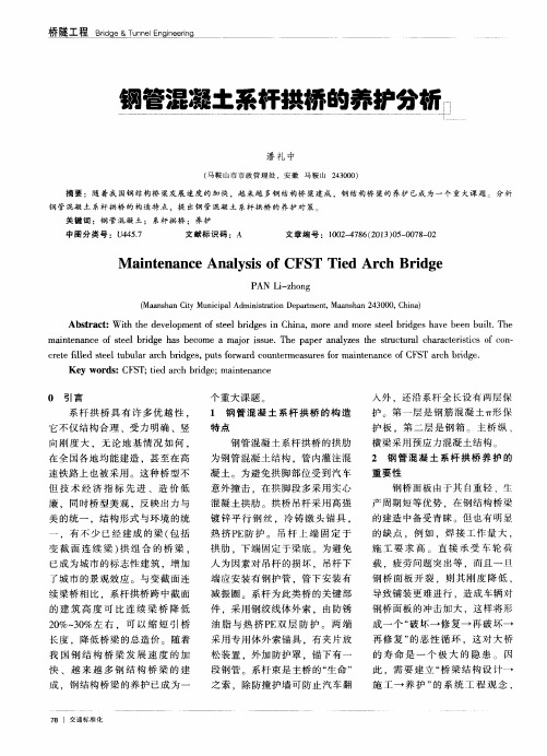 钢管混凝土系杆拱桥的养护分析