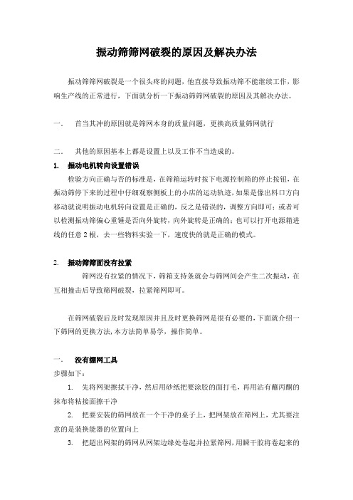 振动筛筛网破裂的原因及解决办法