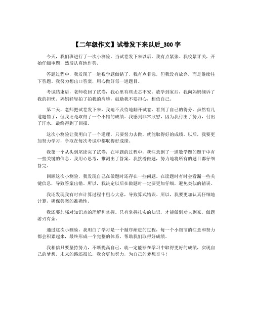 【二年级作文】试卷发下来以后_300字