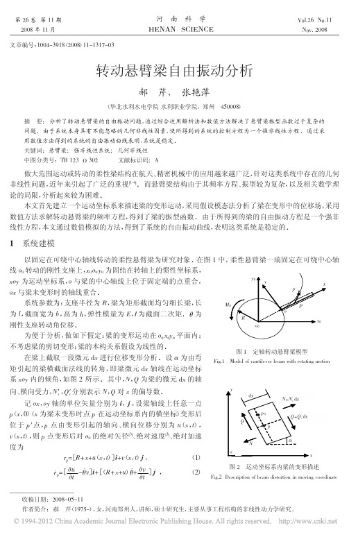 转动悬臂梁自由振动分析