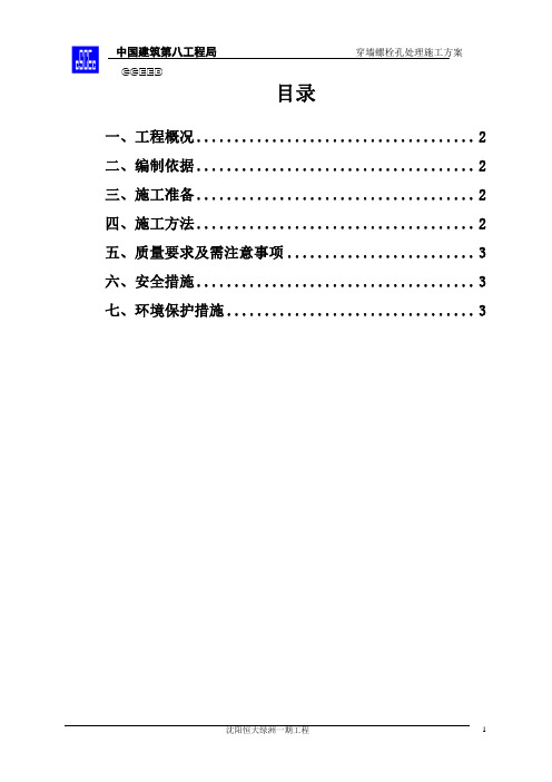 【施工方案】对拉螺栓孔封堵施工方案