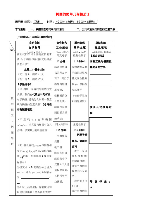 安徽省铜陵市高中数学第二章《圆锥曲线与方程》椭圆的简单几何性质2学案新人教A版选修21