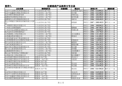 中华人民共和国农业部公告第1435号(注销兽药产品批准文号)