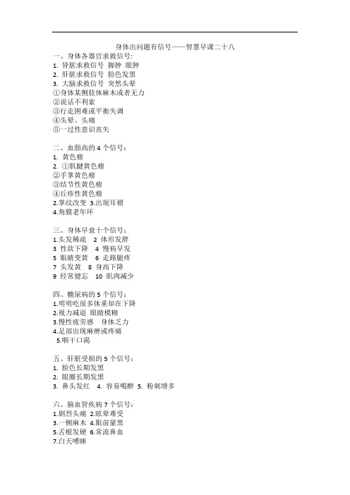 身体出问题有信号——智慧早课二十八