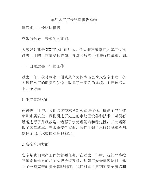 年终水厂厂长述职报告总结