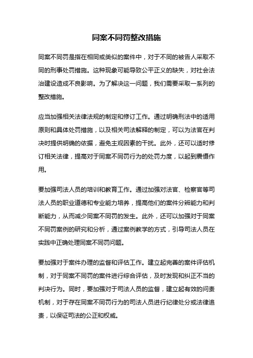 同案不同罚整改措施