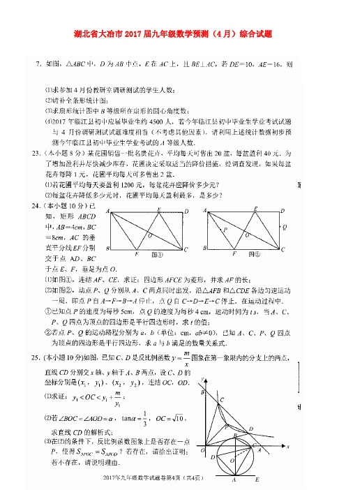 九年级数学预测4月综合试题扫描版