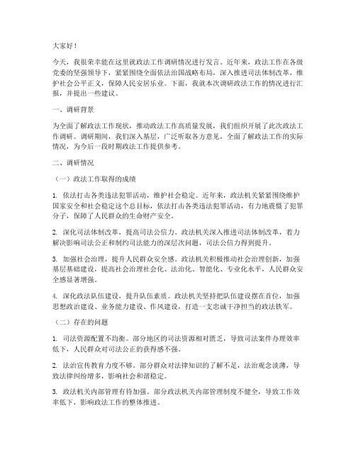 调研政法工作发言稿范文