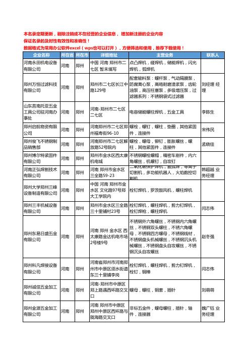 2020新版河南省郑州螺柱工商企业公司名录名单黄页大全13家