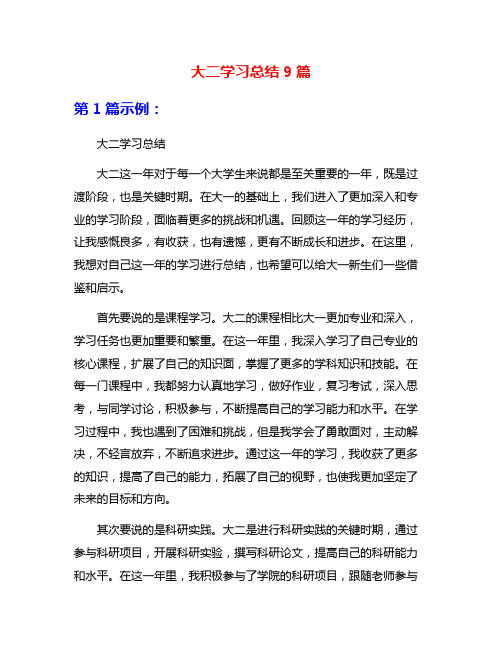 大二学习总结9篇