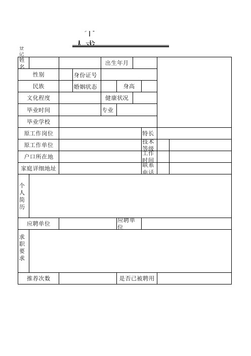 个人求职登记表(公益性岗位)