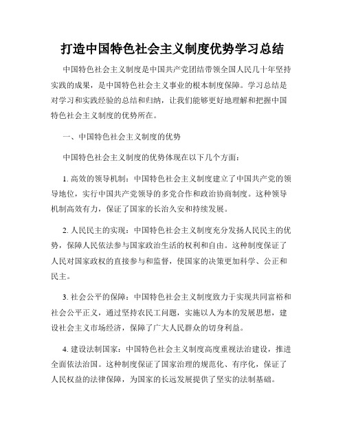 打造中国特色社会主义制度优势学习总结