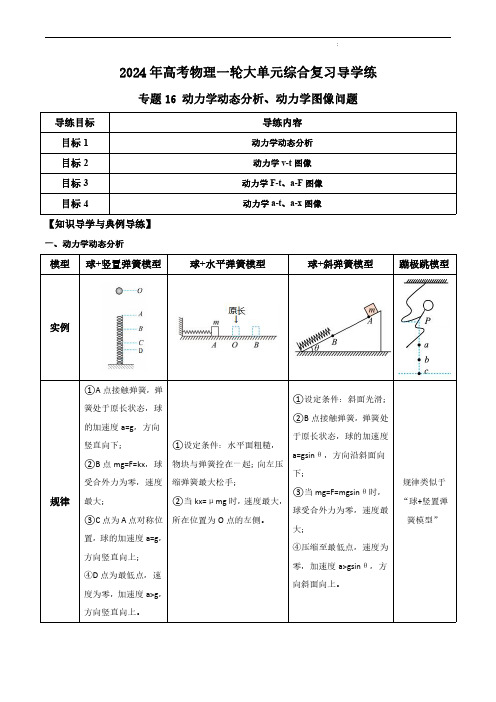 专题16 动力学动态分析、动力学图像问题(解析版)-2024年高考物理一轮综合复习导学练