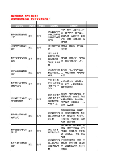 新版浙江省杭州电源电器工商企业公司商家名录名单联系方式大全185家