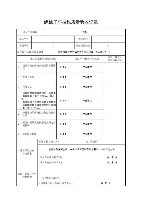 绝缘子与拉线质量验收记录(最新版)