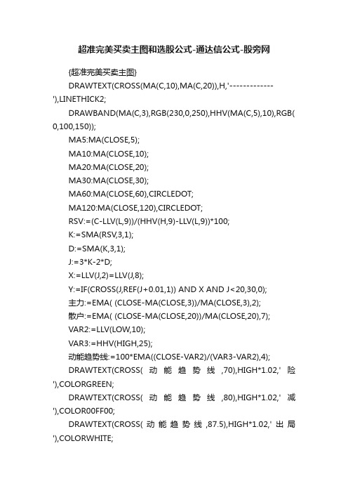 超准完美买卖主图和选股公式-通达信公式-股旁网