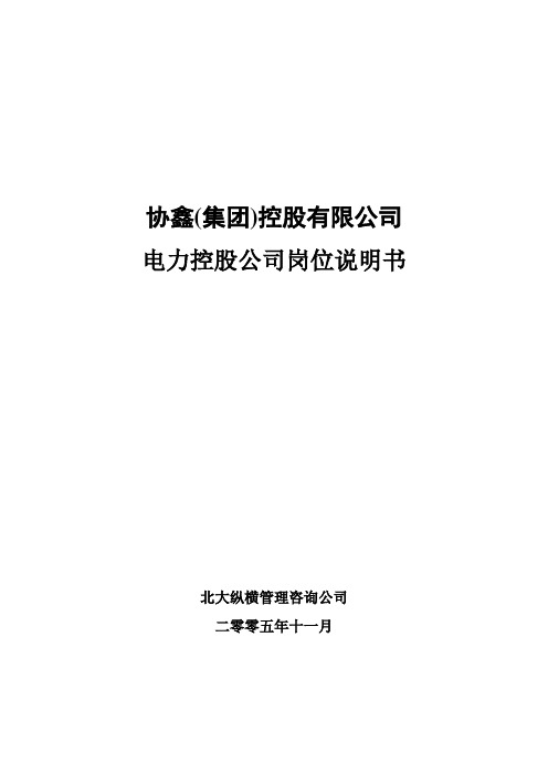 北大纵横—协鑫集团-电力控股公司岗位说明书-最终稿