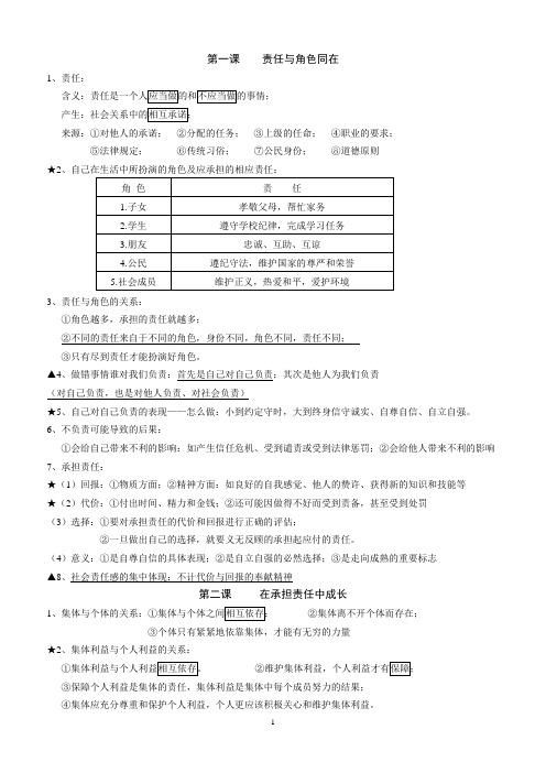 九年级政治复习提纲