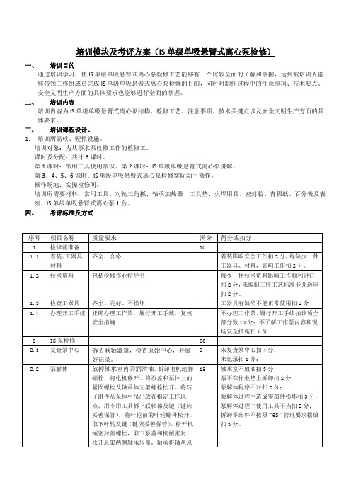 IS单级单吸悬臂式离心泵检修考核模块)