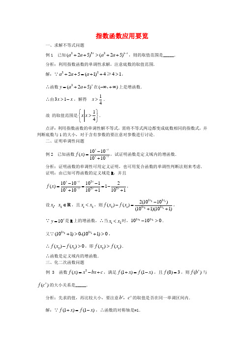 高三数学高考复习：指数函数应用要览