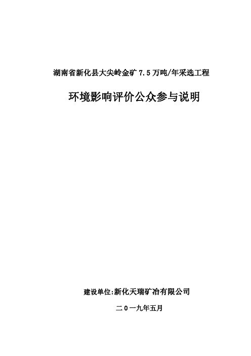 湖南省新化县大尖岭金矿7.5万吨年采选工程