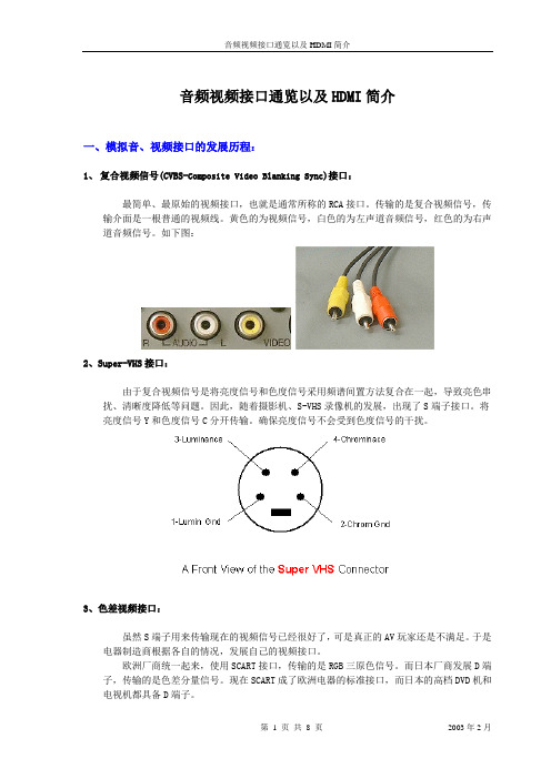 音频视频接口通缆以及HDMI简介