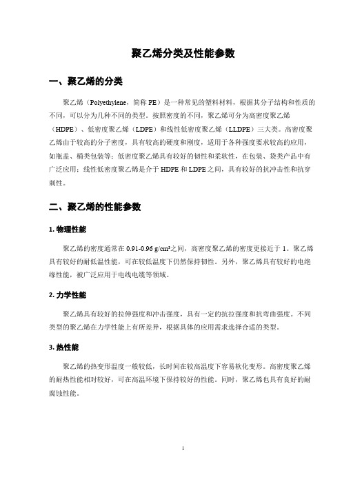 聚乙烯分类及性能参数