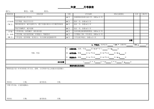 司机考核表