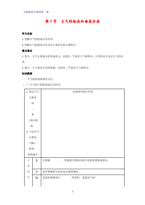 人教版高中地理第一册(必修1)学案学案1：2