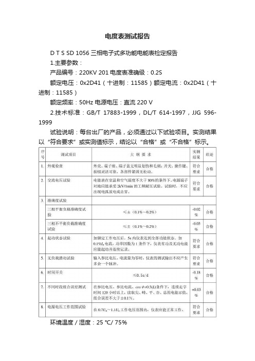 电度表测试报告