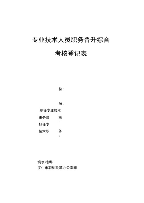 专业技术人员职务晋升综合考核登记表