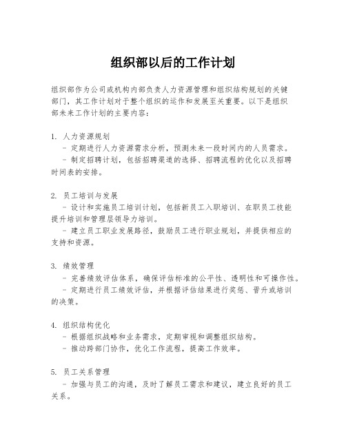 组织部以后的工作计划