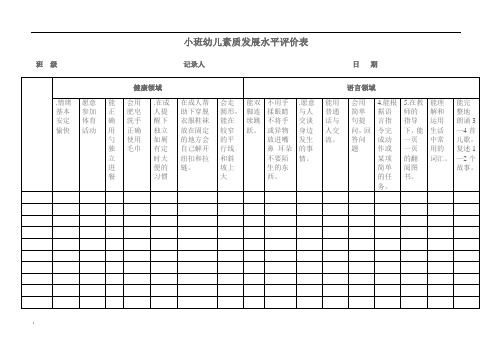 小班综合素质评估表