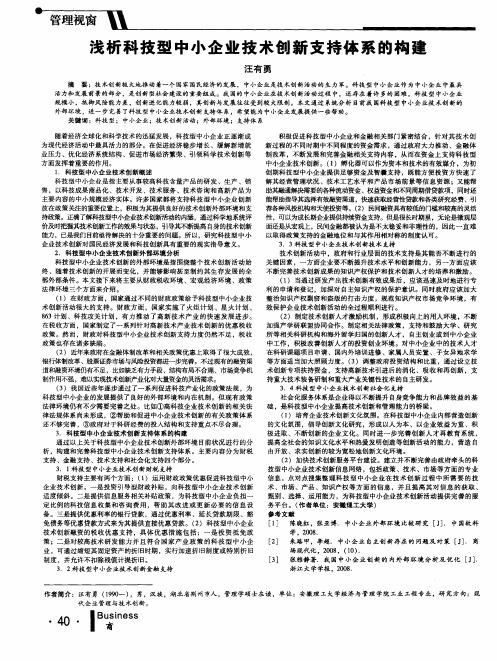 浅析科技型中小企业技术创新支持体系的构建