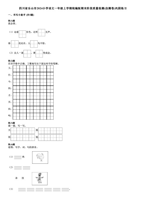 四川省乐山市2024小学语文一年级上学期统编版期末阶段质量检测(自测卷)巩固练习