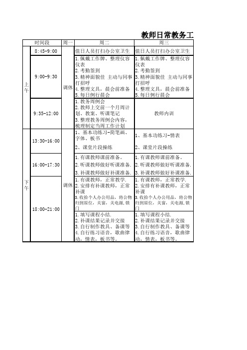 培训学校-教师管理-教师日常教务工作流程