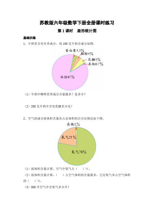 苏教版六年级数学下册全册课时练习(一课一练)