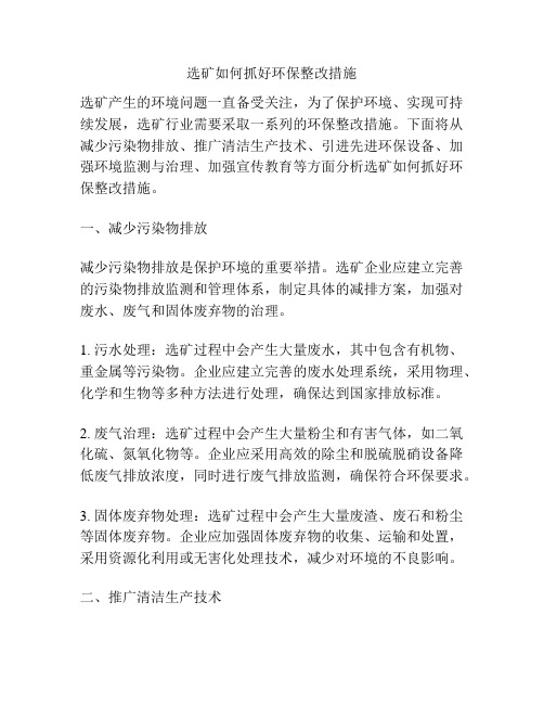 选矿如何抓好环保整改措施